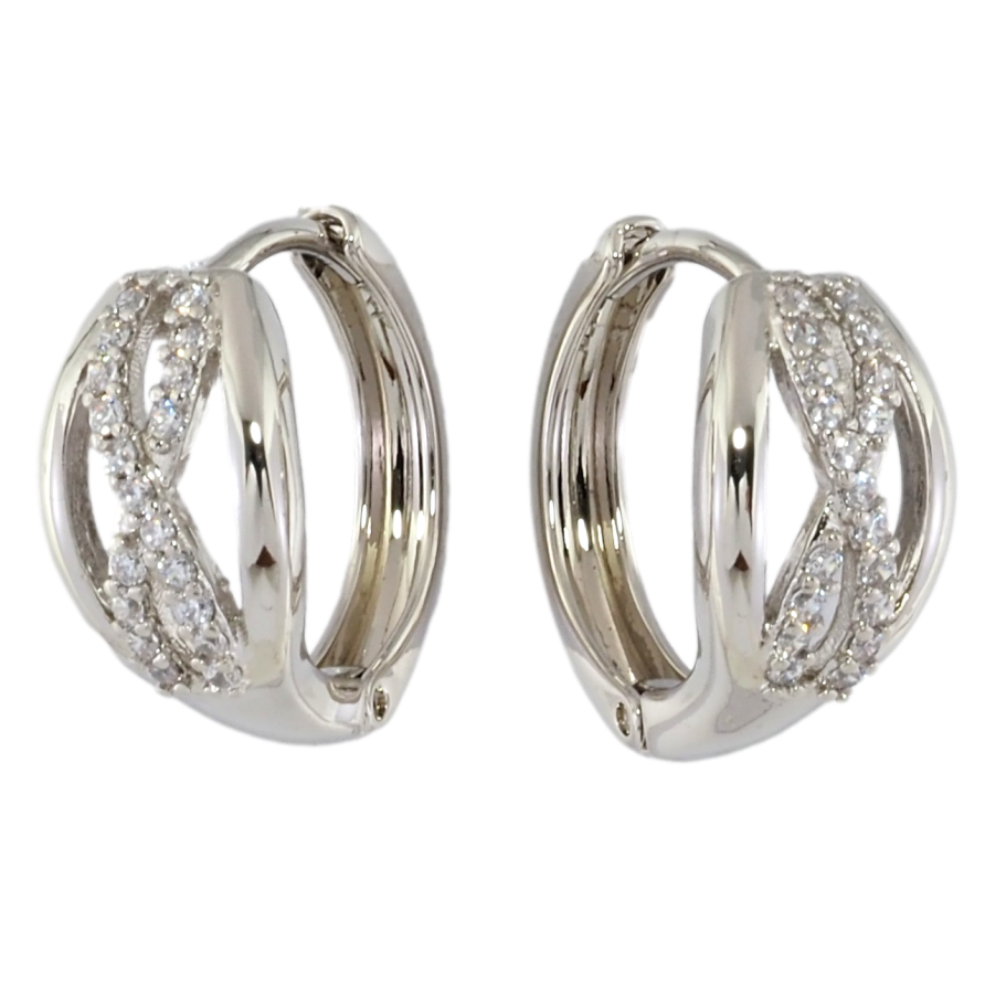 Сережки Xuping Родій колечка Візерунок з цирконієм фото №1 Сережки Xuping Родій колечка Візерунок з цирконієм фото №1