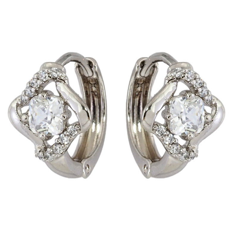 Сережки Xuping Родій колечка Ромбовий візерунок з цирконієм фото №1 Сережки Xuping Родій колечка Ромбовий візерунок з цирконієм фото №1