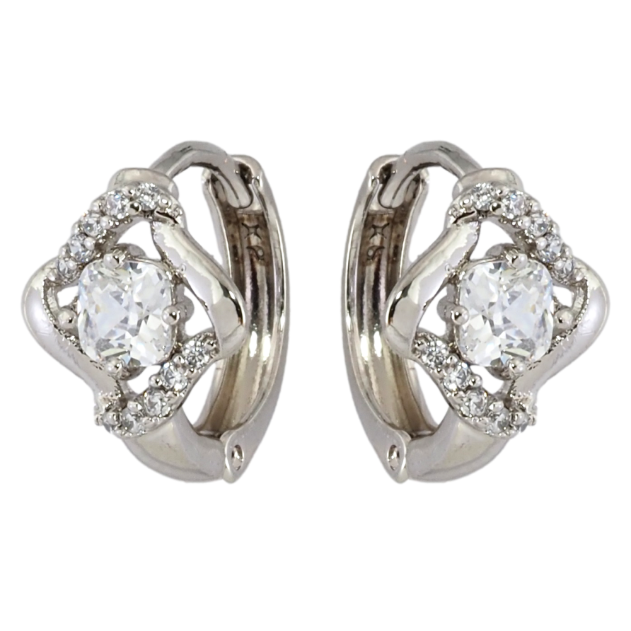 Сережки Xuping Родій колечка Ромбовий візерунок з цирконієм фото №1 Сережки Xuping Родій колечка Ромбовий візерунок з цирконієм фото №1