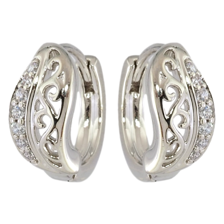 Сережки Xuping Родій колечка Різьблений візерунок з цирконієм фото №16 Сережки Xuping Родій колечка Різьблений візерунок з цирконієм фото №16