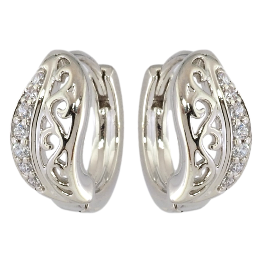 Сережки Xuping Родій колечка Різьблений візерунок з цирконієм фото №1 Сережки Xuping Родій колечка Різьблений візерунок з цирконієм фото №1