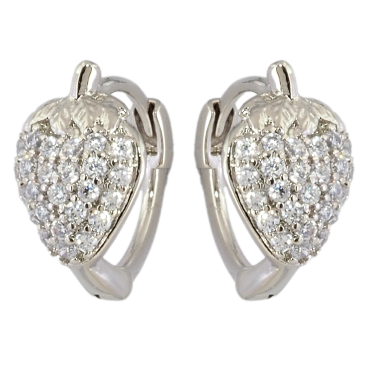 Серьги Xuping Родий колечки Клубнички с цирконием фото №2 Серьги Xuping Родий колечки Клубнички с цирконием фото №2