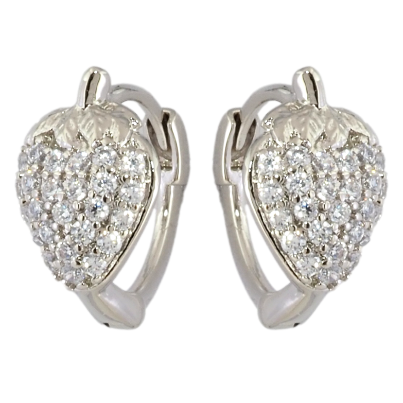 Серьги Xuping Родий колечки Клубнички с цирконием фото №1 Серьги Xuping Родий колечки Клубнички с цирконием фото №1