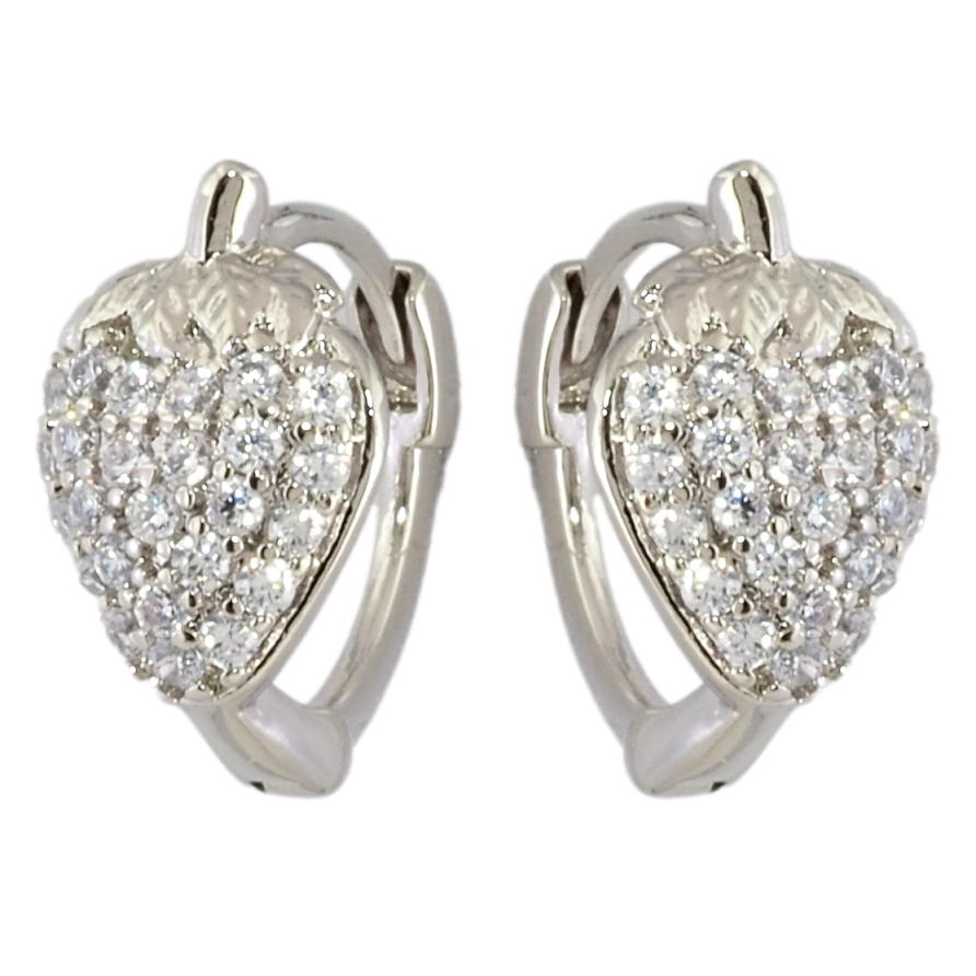 Серьги Xuping Родий колечки Клубнички с цирконием фото №1 Серьги Xuping Родий колечки Клубнички с цирконием фото №1