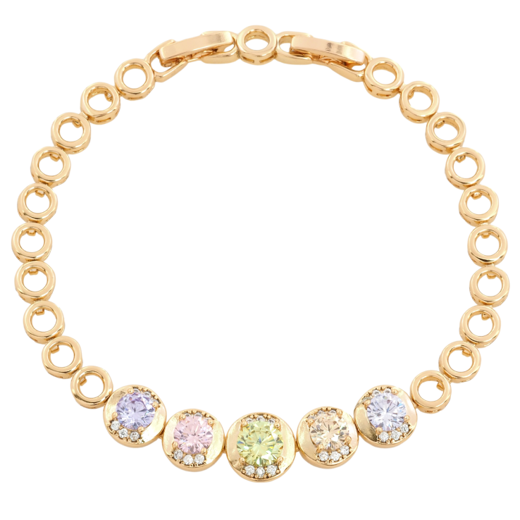 Браслет Xuping Позолота 18K Разноцветные фианиты в оправе с цирконием с доп.замком 17,19см х 5мм фото №12