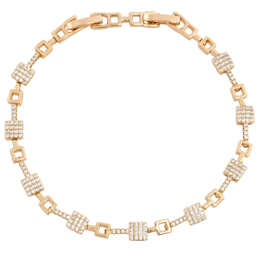 Браслет Xuping Позолота 18K Инкрустация цирконием с доп.замком 17.5,19.5см х 1.5-5мм фото №1