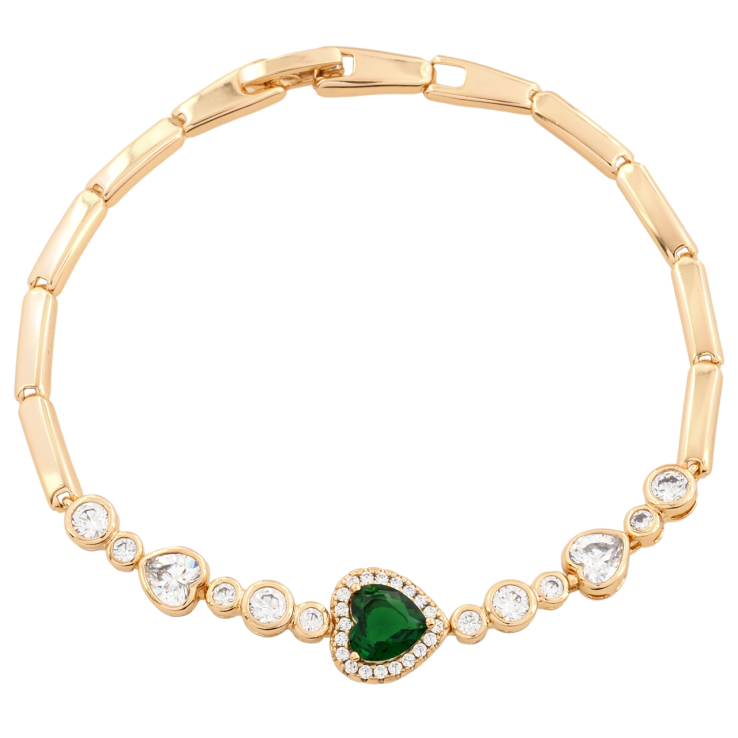 Браслет Xuping Позолота 18K Романтический узор с зеленым фианитом длинна 19см х 3мм фото №16