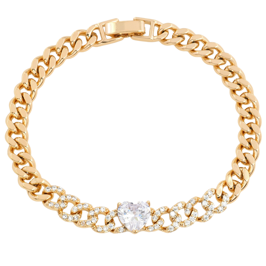 Браслет Xuping Позолота 18K Панцирная цепочка с кристальным сердечком длинна 18см х 6мм фото №1 Браслет Xuping Позолота 18K Панцирная цепочка с кристальным сердечком длинна 18см х 6мм фото №1