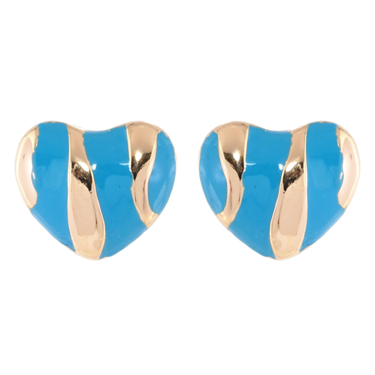 Серьги Xuping Позолота 18K пусеты Сердечки с узором голубой эмалью фото №3 Серьги Xuping Позолота 18K пусеты Сердечки с узором голубой эмалью фото №3