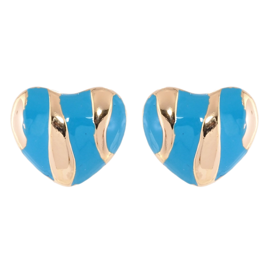 Серьги Xuping Позолота 18K пусеты Сердечки с узором голубой эмалью фото №1 Серьги Xuping Позолота 18K пусеты Сердечки с узором голубой эмалью фото №1