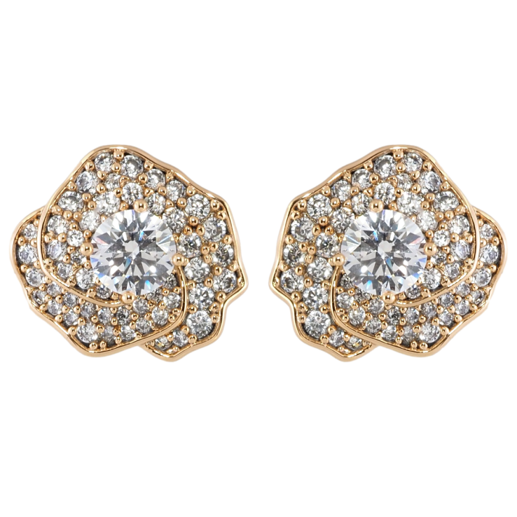 Серьги Xuping Позолота 18K пусеты Цветочки с инкрустацией цирконием фото №23