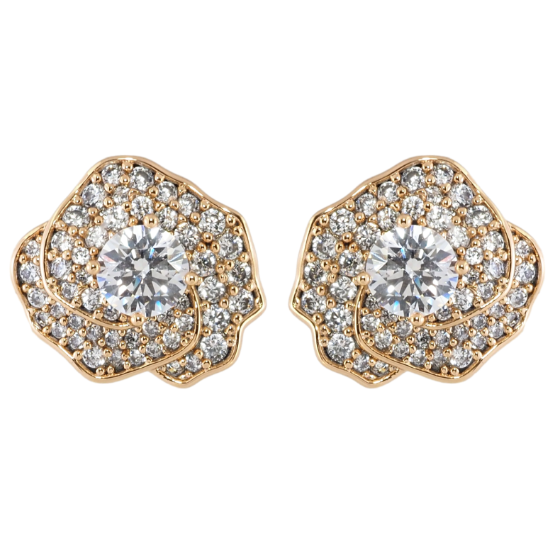 Серьги Xuping Позолота 18K пусеты Цветочки с инкрустацией цирконием фото №1 Серьги Xuping Позолота 18K пусеты Цветочки с инкрустацией цирконием фото №1