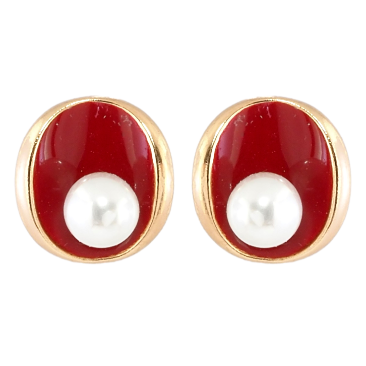 Серьги Xuping Позолота 18K пусеты Овалы с красной эмалью и жемчужинами фото №20 Серьги Xuping Позолота 18K пусеты Овалы с красной эмалью и жемчужинами фото №20
