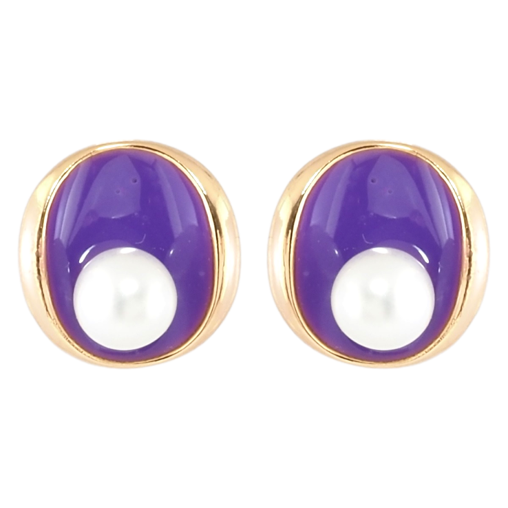 Серьги Xuping Позолота 18K пусеты Овалы с фиолетовой эмалью и жемчужинами фото №18 Серьги Xuping Позолота 18K пусеты Овалы с фиолетовой эмалью и жемчужинами фото №18