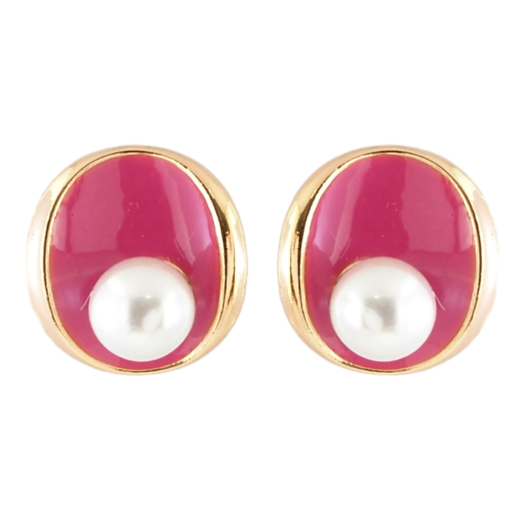 Серьги Xuping Позолота 18K пусеты Овалы с розовой эмалью и жемчужинами фото №19 Серьги Xuping Позолота 18K пусеты Овалы с розовой эмалью и жемчужинами фото №19