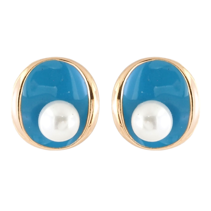 Серьги Xuping Позолота 18K пусеты Овалы с голубой эмалью и жемчужинами фото №21 Серьги Xuping Позолота 18K пусеты Овалы с голубой эмалью и жемчужинами фото №21