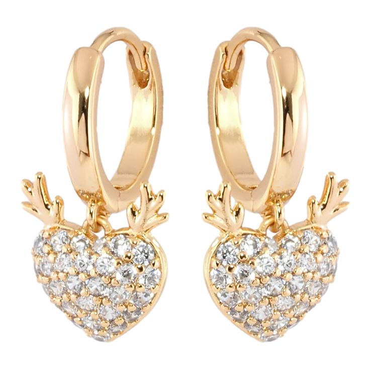 Серьги Xuping Позолота 18K подвески на колечках Сердечки с цирконием фото №2