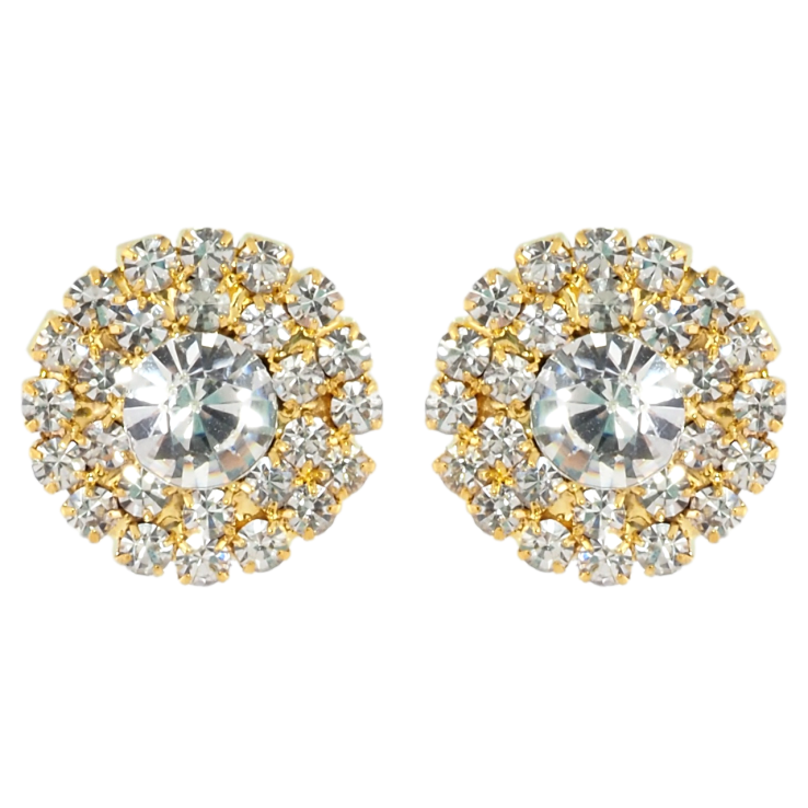 Серьги пусеты Инкрустация стразами ø 14мм фото №2