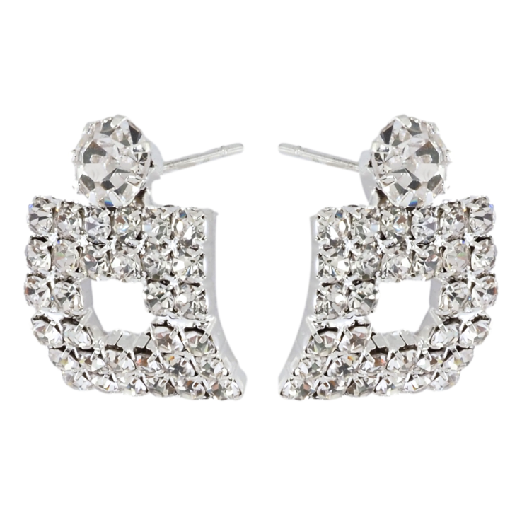 Серьги пусеты Инкрустация стразами фото №15