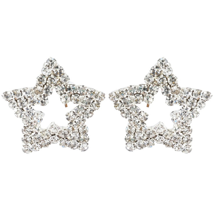 Серьги пусеты Звезды с инкрустацией стразами фото №6