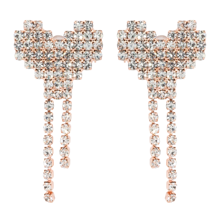 Сережки пусети Сердечки з інкрустацією стразами» фото №23