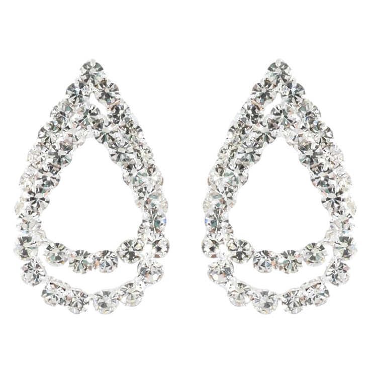 Серьги пусеты Капельки со стразами фото №13