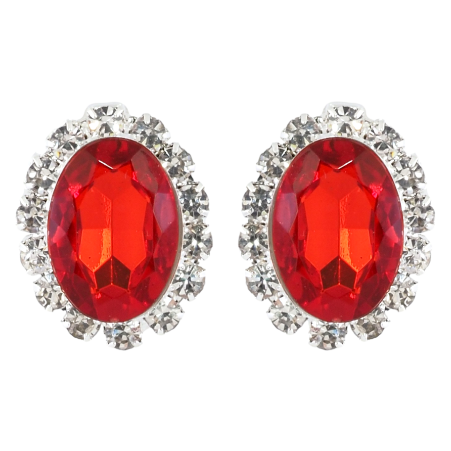 Серьги пусеты Красные кристаллы в обрамлении страз фото №1 Серьги пусеты Красные кристаллы в обрамлении страз фото №1
