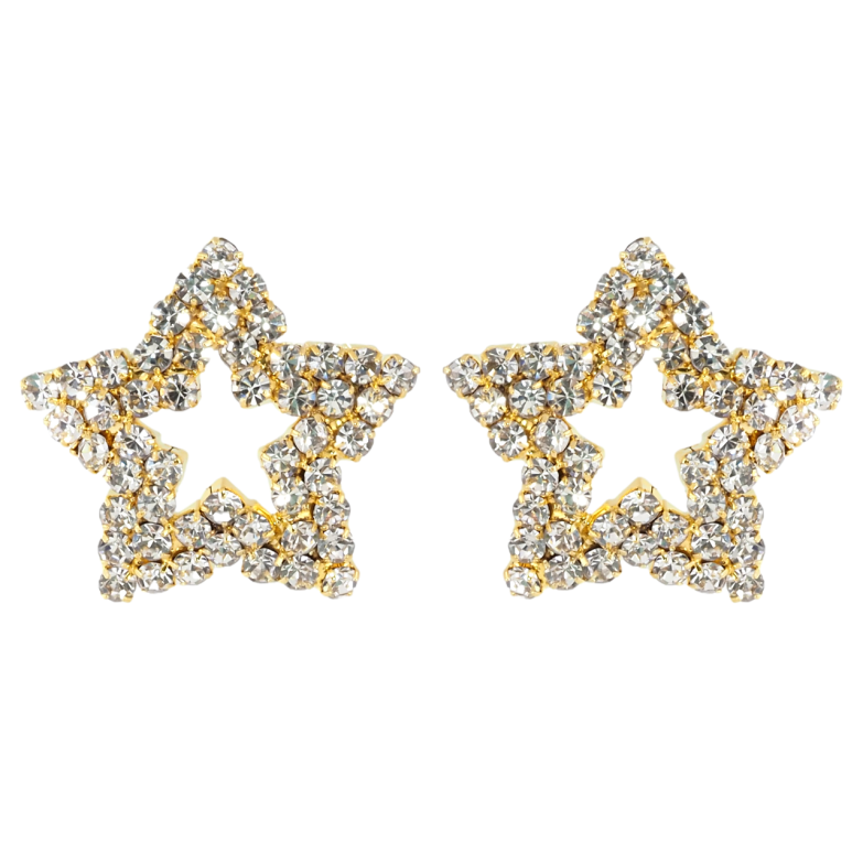 Серьги пусеты Звезды инкрустация стразами фото №1 Серьги пусеты Звезды инкрустация стразами фото №1