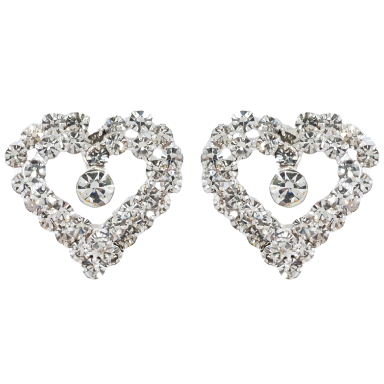 Сережки пусети Сердечка зі стразами» фото №1