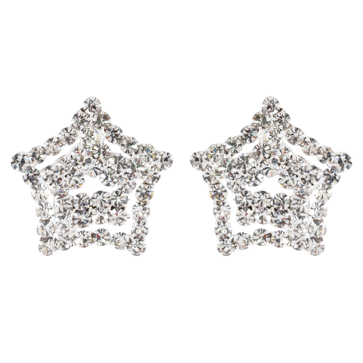 Серьги пусеты Звезды со стразами фото №5