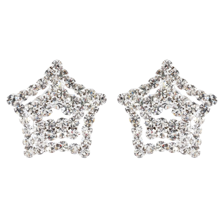 Сережки пусети Зірки зі стразами» фото №1