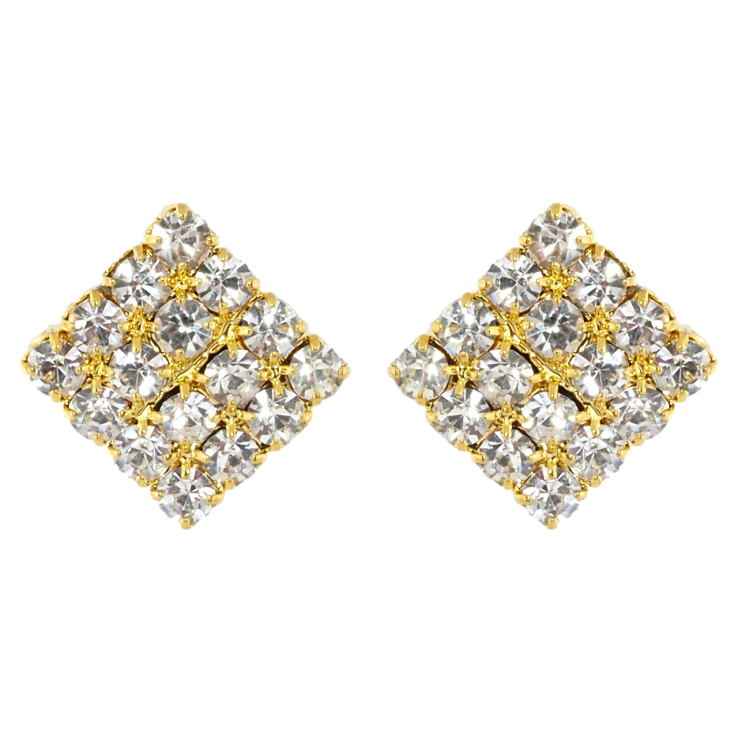 Серьги пусеты Инкрустация стразами 11х12мм фото №3