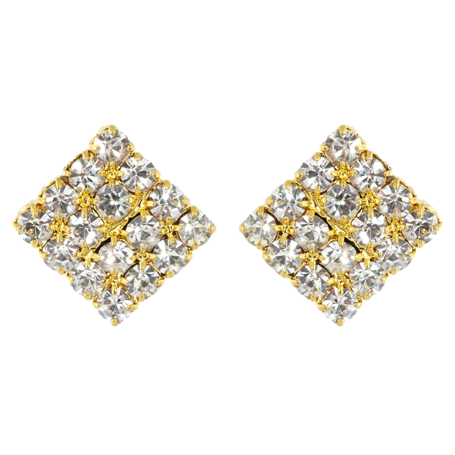 Серьги пусеты Инкрустация стразами 11х12мм фото №1 Серьги пусеты Инкрустация стразами 11х12мм фото №1