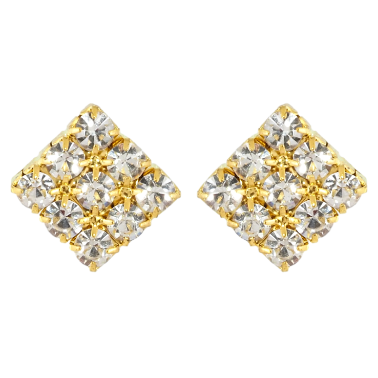 Серьги пусеты Инкрустация стразами 10х11мм фото №4