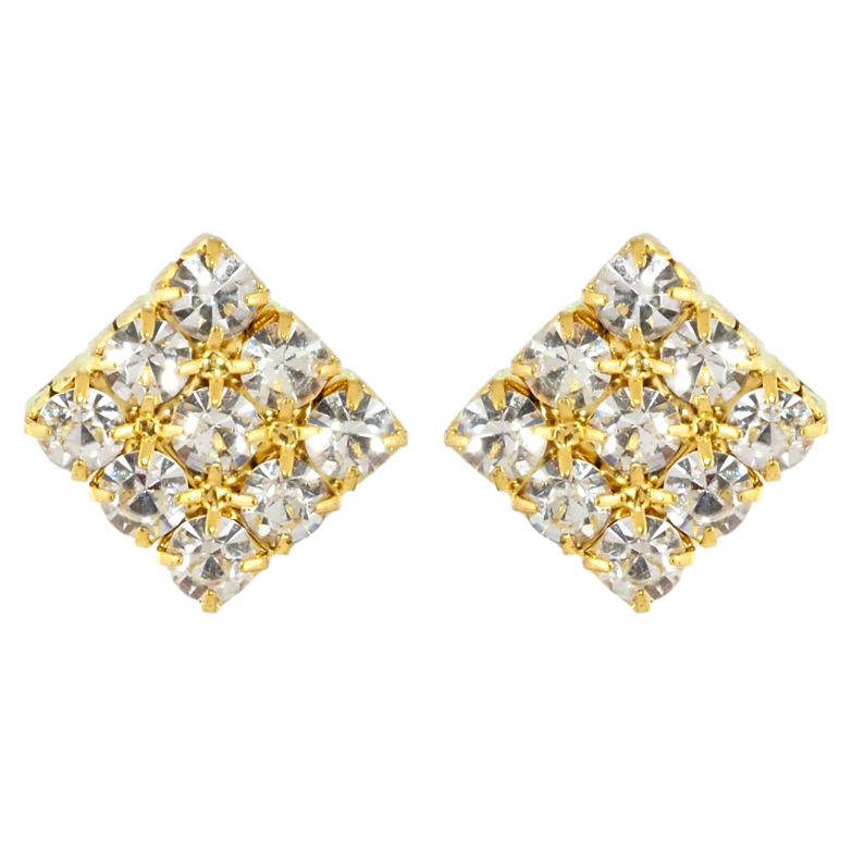 Сережки пусети Інкрустація стразами» 10х11мм фото №1