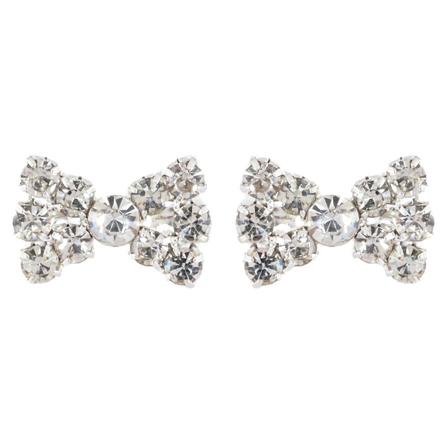 Серьги пусеты Бантики со стразами фото №1