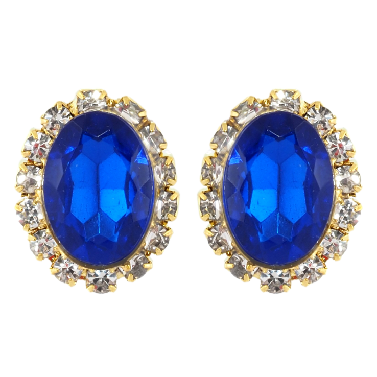 Серьги пусеты Синие кристаллы в обрамлении страз фото №19