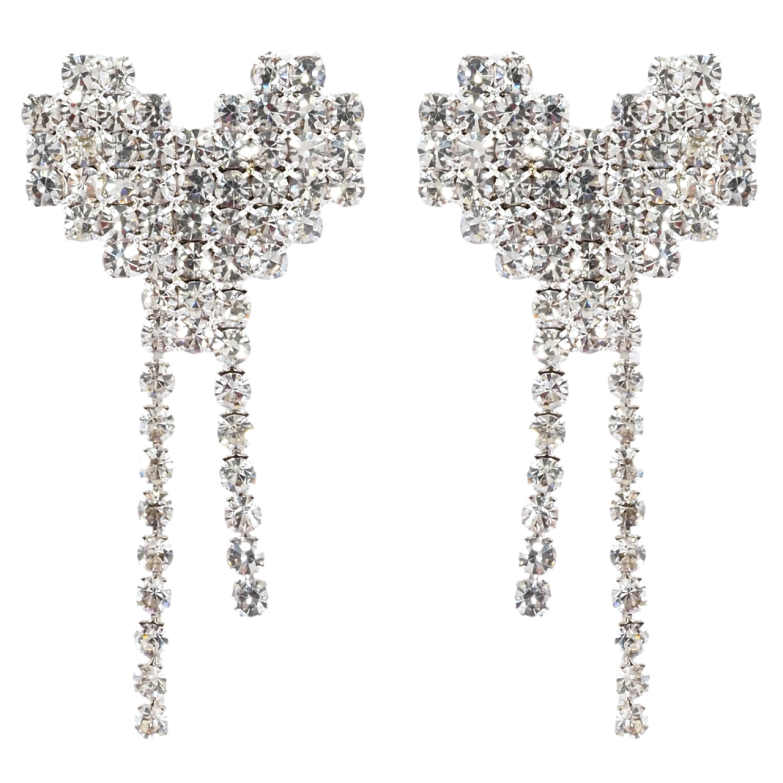 Сережки пусети Сердечка з інкрустацією стразами» фото №2