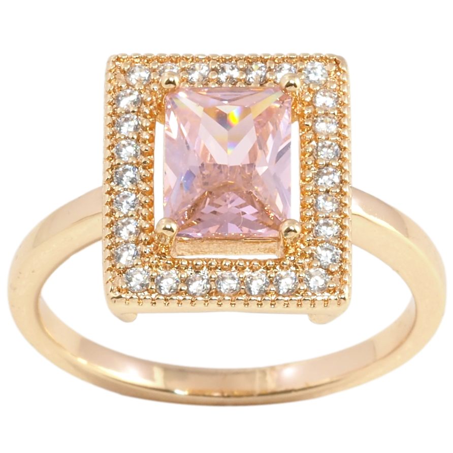 Кольцо Xuping M&L Цвет 18К Розовый фианит в обрамлении циркония фото №1