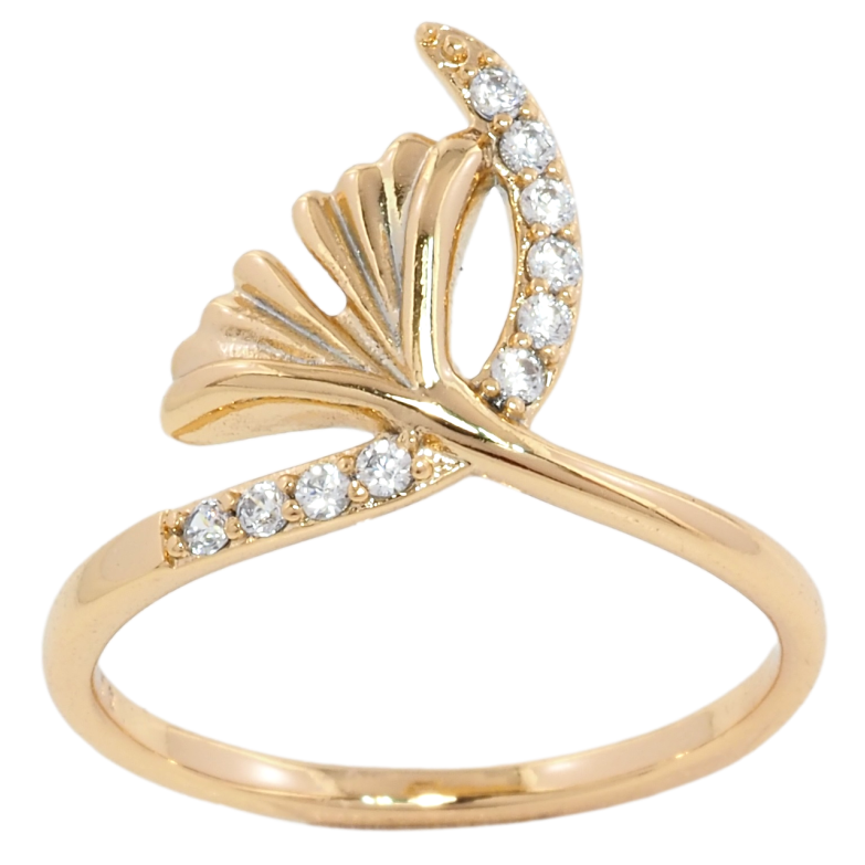 Каблучка Xuping Позолота 18K Листочок з доріжкою цирконію» фото №2