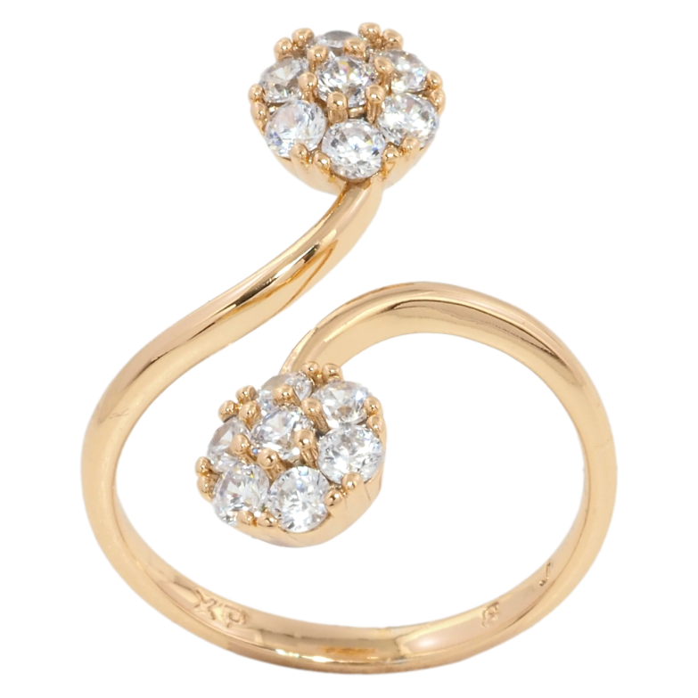 Каблучка Xuping Позолота 18K Кришталеві квіточки» фото №1