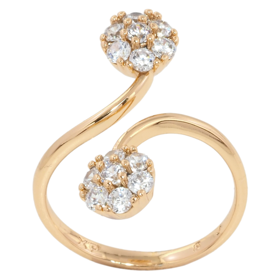 Кольцо Xuping Позолота 18K Кристальные цветочки фото №1