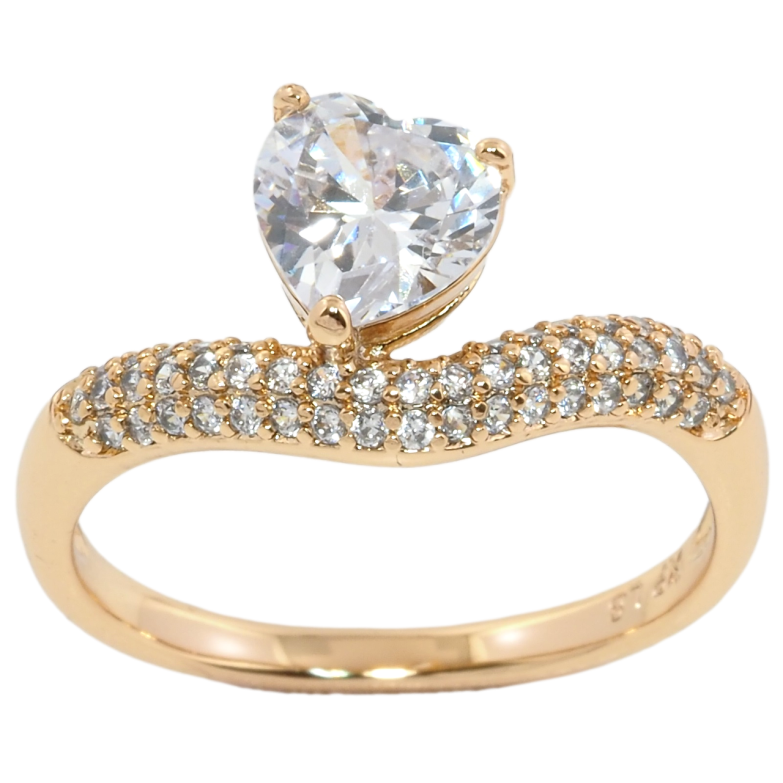 Каблучка Xuping Позолота 18K Кришталеве сердечко» фото №1