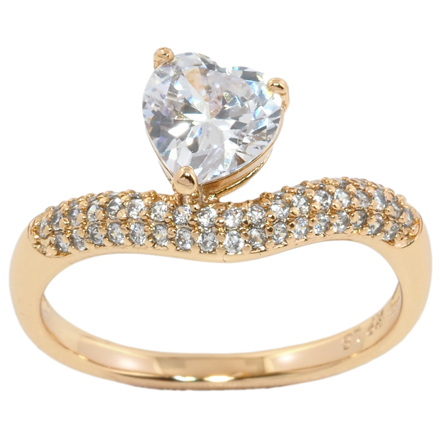 Каблучка Xuping Позолота 18K Кришталеве сердечко» фото №1