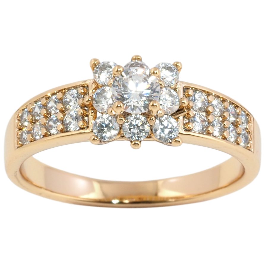 Каблучка Xuping Позолота 18K Кришталева квіточка» фото №1 Каблучка Xuping Позолота 18K Кришталева квіточка» фото №1