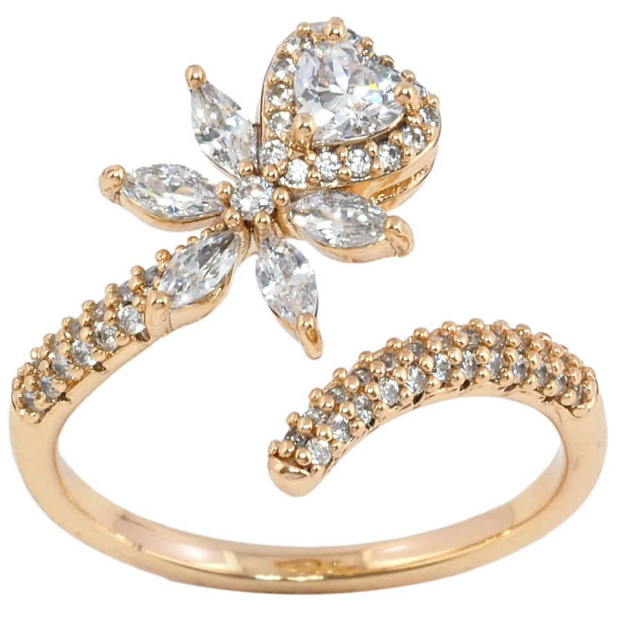 Каблучка Xuping Позолота 18K Квітковий візерунок з інкрустацією цирконієм» фото №1 Каблучка Xuping Позолота 18K Квітковий візерунок з інкрустацією цирконієм» фото №1