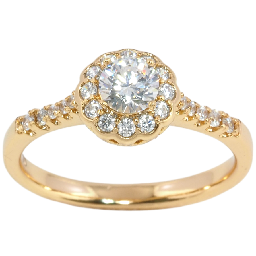 Кольцо Xuping Позолота 18K Цветочный узор с инкрустацией цирконием фото №1