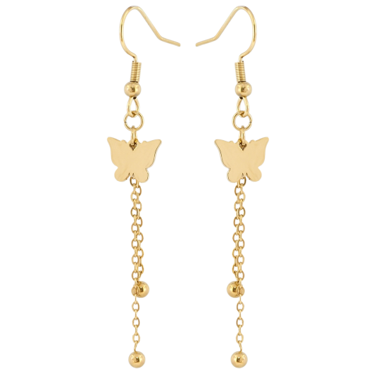 Сережки Xuping TTM Stainless Steel колір 14K французький замок «Підвіски з метеликами» фото №1
