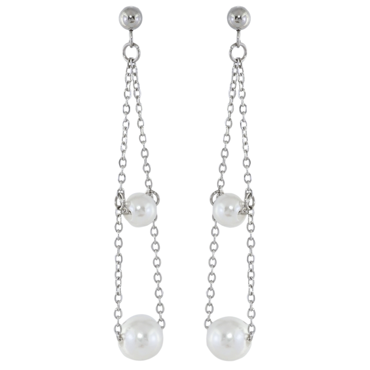 Сережки Xuping TTM Stainless Steel колір Родій пусети «Декоративні підвіски з перлинними намистинами» фото №11