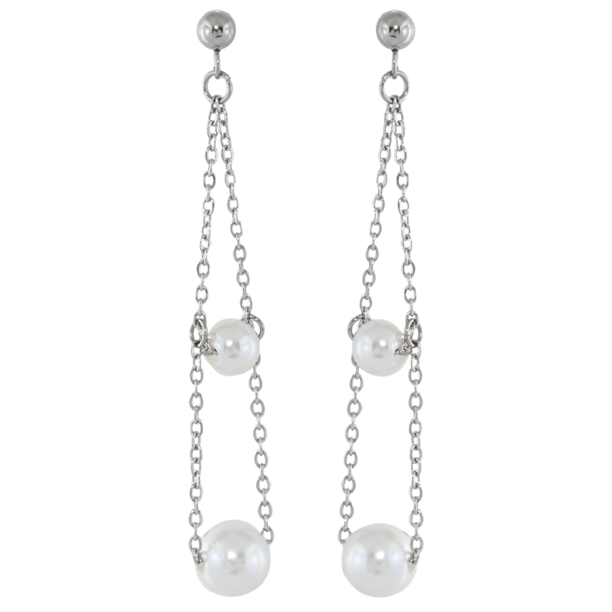 Сережки Xuping TTM Stainless Steel колір Родій пусети «Декоративні підвіски з перлинними намистинами» фото №1